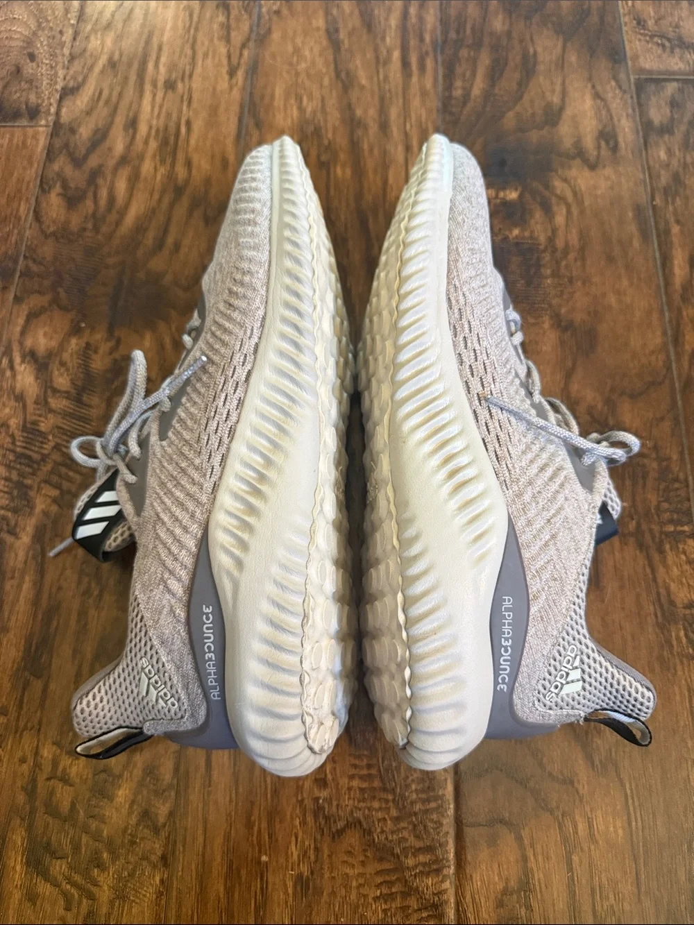 Adidas Alphabounce Engineered Mesh Men's Running Shoes - Beige, size 9.5